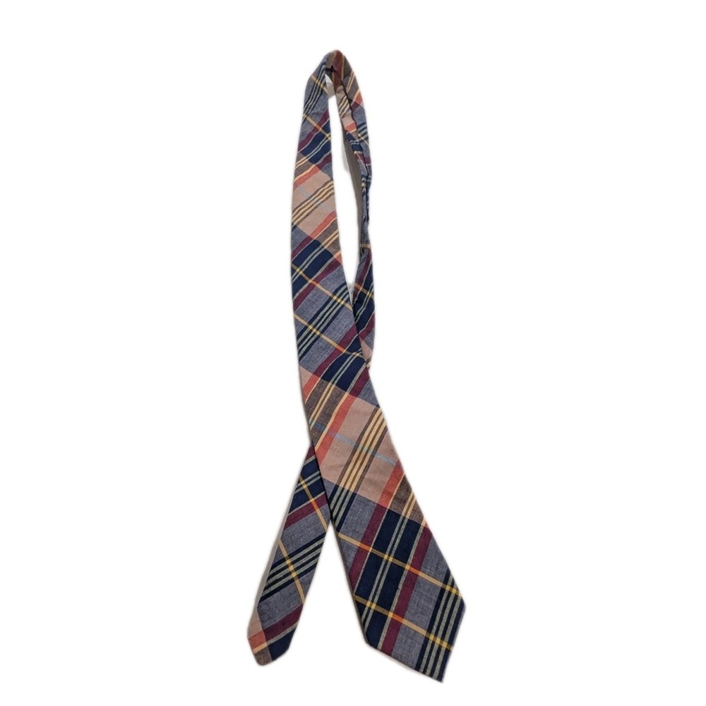 Lands' End Tie Men's 100% Cotton Neck tie Hand Sewn in USA Blue Tan Red Gray